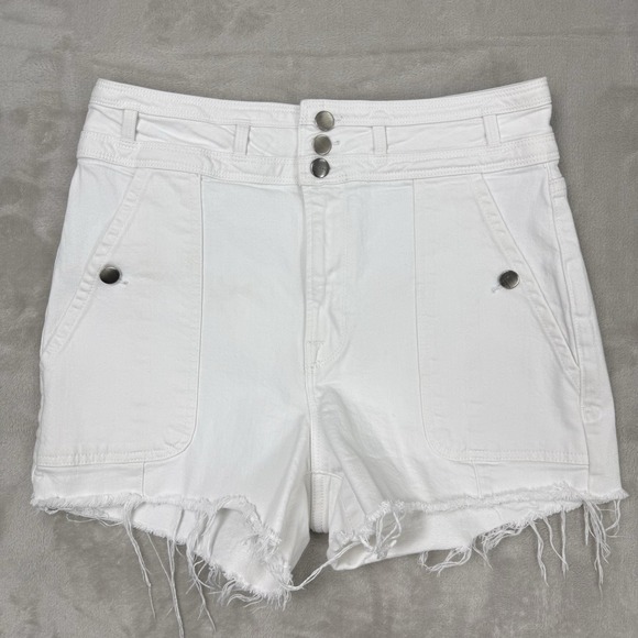 FRAME White Paperbag Waist Denim‎ Shorts High Rise Women's Size 28 - Picture 1 of 6